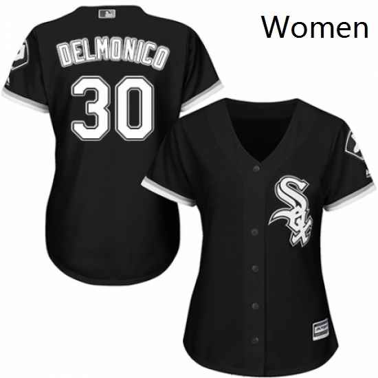 Womens Majestic Chicago White Sox 30 Nicky Delmonico Replica Black Alternate Home Cool Base MLB Jersey